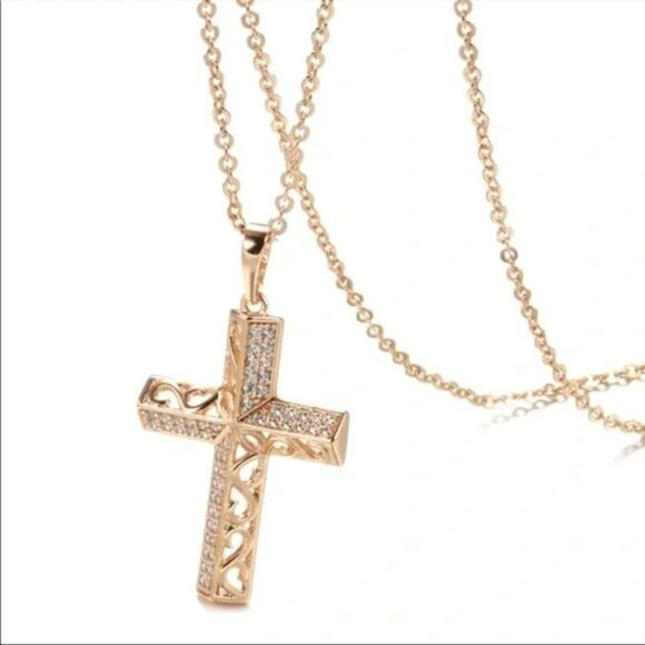 𝅺⭐️Rose Gold Micro Pave Cross Necklace - Picture 7 of 10